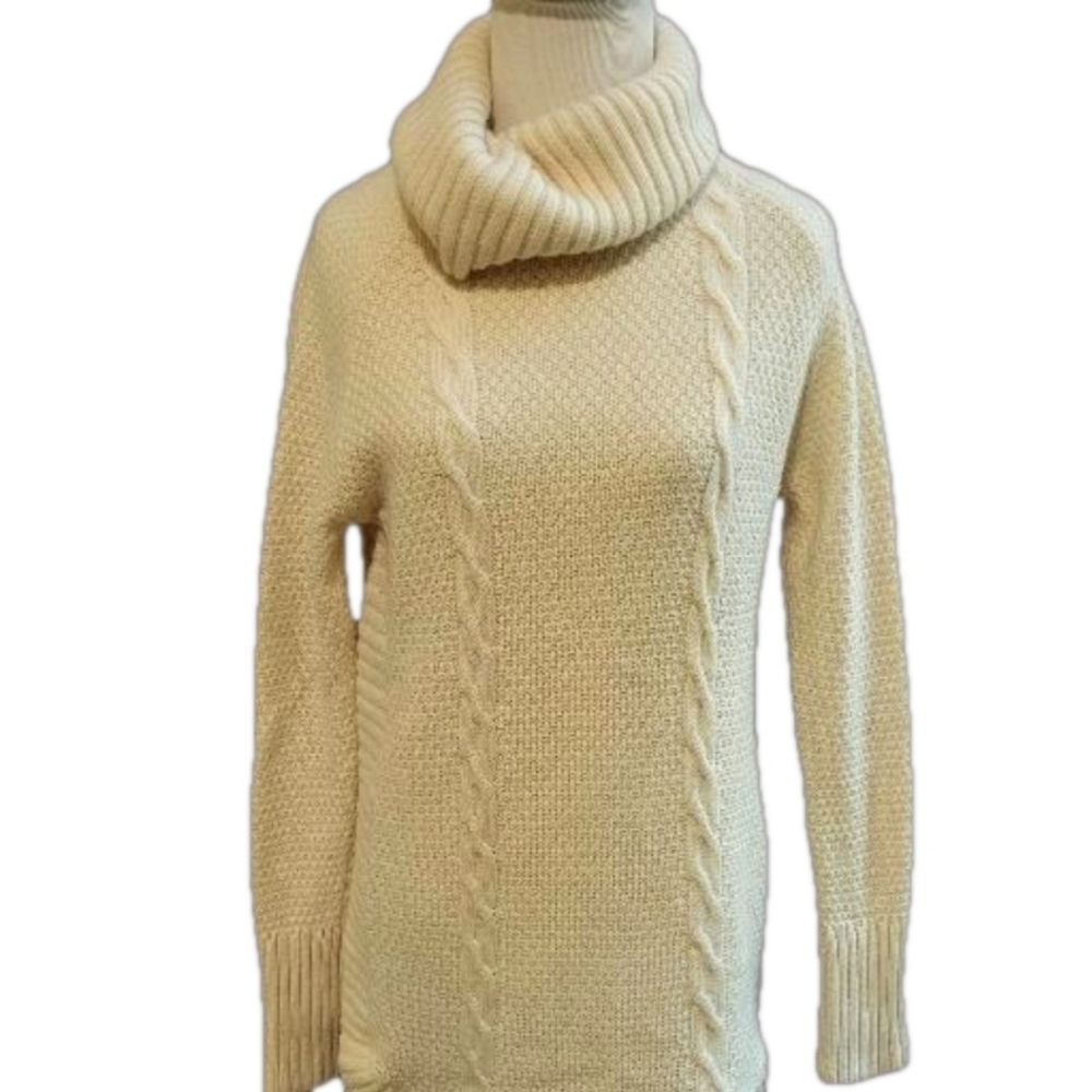 Cream Cable Knit Turtleneck Sweater by Sutton Studio in a size medium.